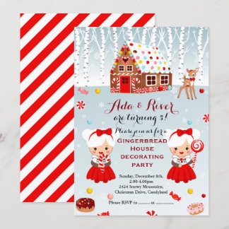 Gingerbread House Geburtstagsparty Zwillinge Einla Einladung