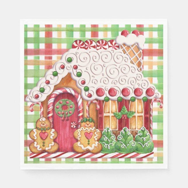 Gingerbread House Gingerbread Familie Napkin Serviette (Vorderseite)