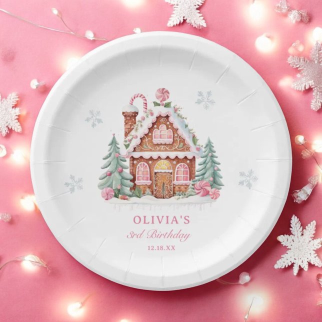 Gingerbread House Girl 1. Geburtstag Party Pappteller (Von Creator hochgeladen)