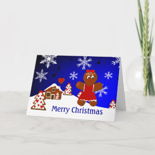 Gingerbread House & Girl Frohe Weihnachtskarte Feiertagskarte