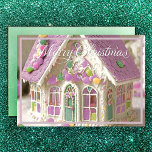 Gingerbread House Green Feiertagskarte<br><div class="desc">Designed by Carrie Fink.  Printed and shipped by Zazzle or their partners.</div>