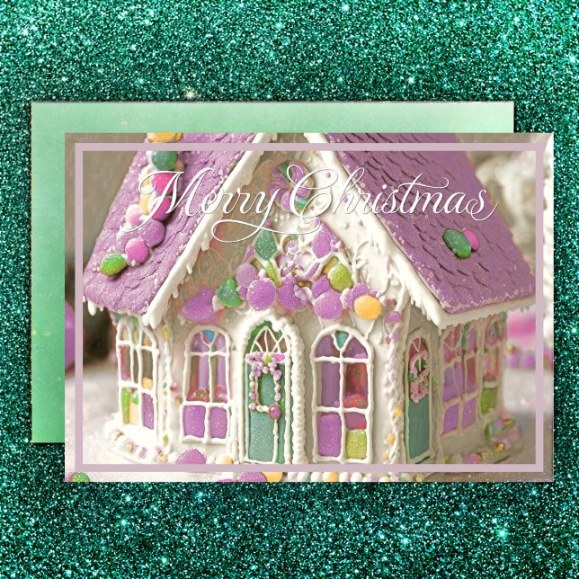 Gingerbread House Green Feiertagskarte (Von Creator hochgeladen)