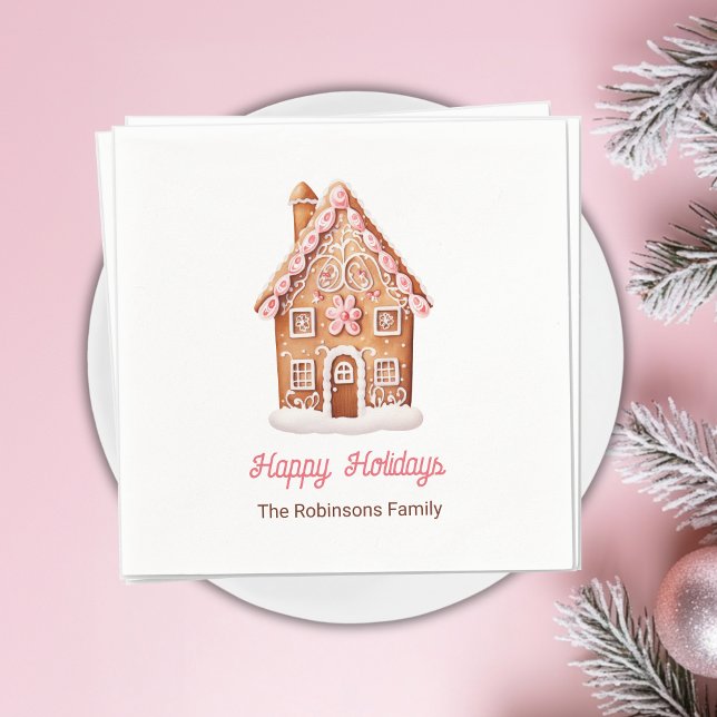 Gingerbread House Happy Holidays Weihnachten Serviette (Von Creator hochgeladen)