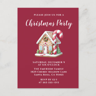 Gingerbread House Holiday Party Einladung Postkarte