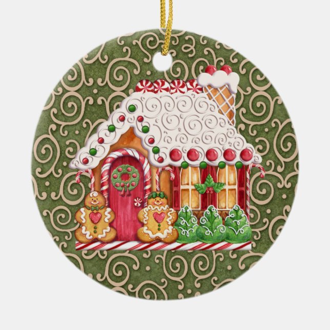 Gingerbread House Keramikornament (Vorne)