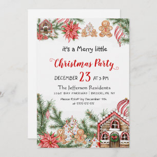 Gingerbread House Man Merry Little Christmas Party Einladung