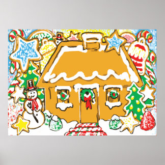 Gingerbread House Mattiert Cookies Weihnachtszene Poster