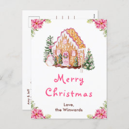 Gingerbread House Pink Frohe Weihnachten
