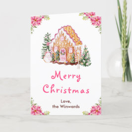 Gingerbread House Pink Frohe Weihnachten