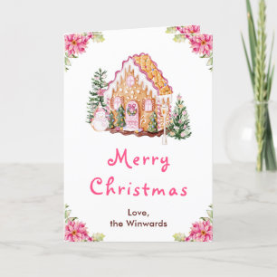 Gingerbread House Pink Frohe Weihnachten