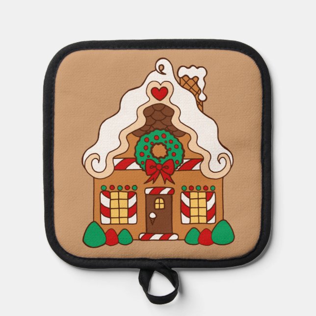 Gingerbread House Pot Holder Topflappen (Vorderseite)