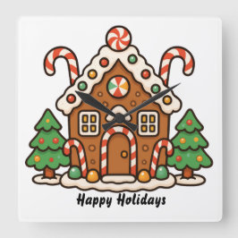 Gingerbread House  Quadratische Wanduhr