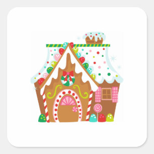 GINGERBREAD HOUSE QUADRATISCHER AUFKLEBER