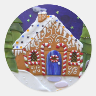 Gingerbread House Runder Aufkleber