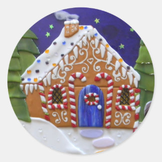 Gingerbread House Runder Aufkleber
