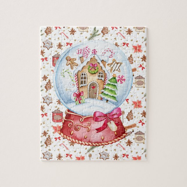 Gingerbread House Snow Globe Puzzle (Vertikal)