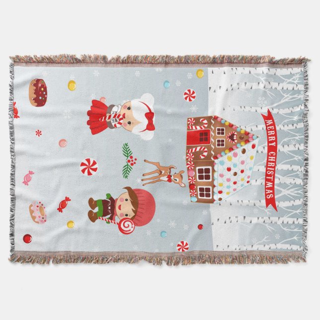 Gingerbread House Throw Blanket Decke (Vorderseite)