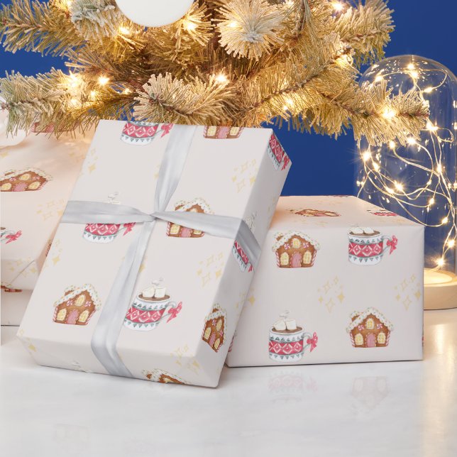Gingerbread House und Hot Chocolate Weihnachten Geschenkpapier (Feiertage)