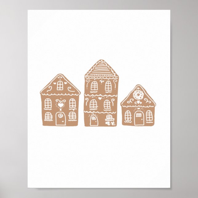 Gingerbread House Village Illustration Art Poster (Vorne)