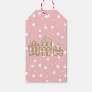 Gingerbread House Village Illustration Gift Tags Geschenkanhänger