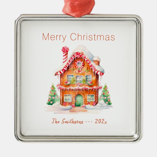 Gingerbread House Vintage Weihnachtsfeier Ornament Aus Metall (Vorne)