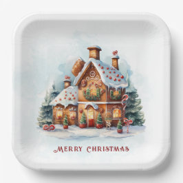 Gingerbread House Weihnachtszeitung Plate Pappteller