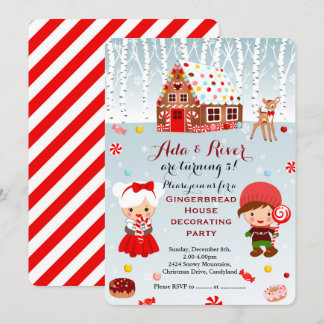 Gingerbread House Zwillinge Geburtstagsparty Einla Einladung