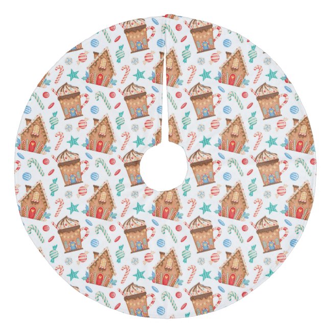 Gingerbread Houses Fleece Weihnachtsbaumdecke (Vorderseite)