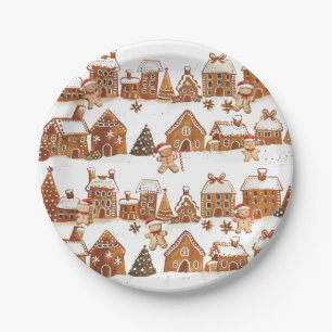 Gingerbread Houses Man Cookies Weihnachtsdorf Pappteller