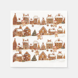 Gingerbread Houses Man Cookies Weihnachtsdorf Serviette