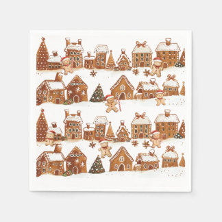 Gingerbread Houses Man Cookies Weihnachtsdorf Serviette