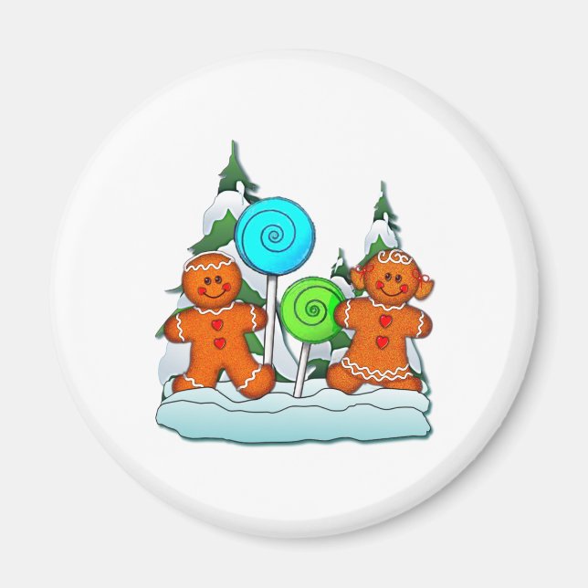 GINGERBREAD KIDS UND LOLLIPOPS VON SHARON SHARPE MAGNET (Vorne)