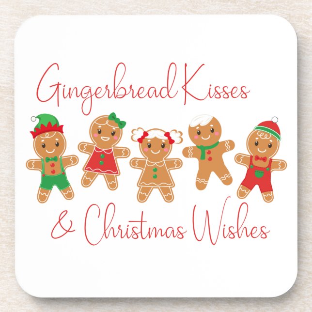 Gingerbread Kisses & Christmas Wishings Getränkeuntersetzer (Vorderseite)