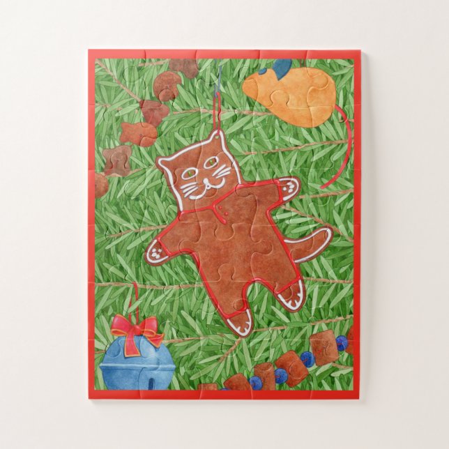 GINGERBREAD KITTY 11x14 Big Pieces Puzzle (Vertikal)
