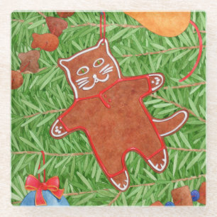 GINGERBREAD KITTY Glass Drink Untersetzer