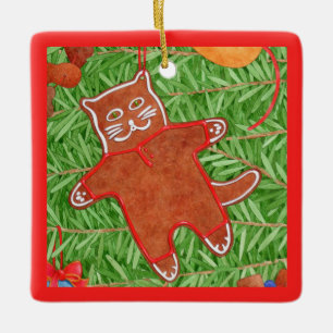 GINGERBREAD KITTY Keramik Keramikornament