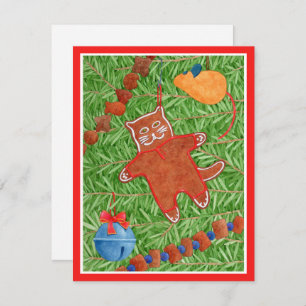 GINGERBREAD KITTY Meowy Christmas 4.25x5.5 Card II Mitteilungskarte