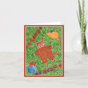 GINGERBREAD KITTY "Meowy Christmas" Notecard 3 Dankeskarte