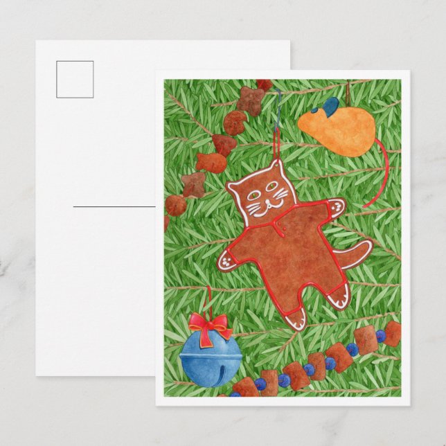 GINGERBREAD KITTY Postcard Feiertagspostkarte (Vorne/Hinten)