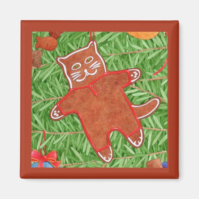 GINGERBREAD KITTY Square Magnet / Lebkuchen (Vorne)