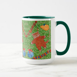 GINGERBREAD KITTY Tall Hunter Green Combo Tasse