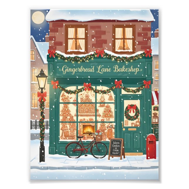Gingerbread Lane Bakeshop Illustration Posters Fotodruck (Vorne)