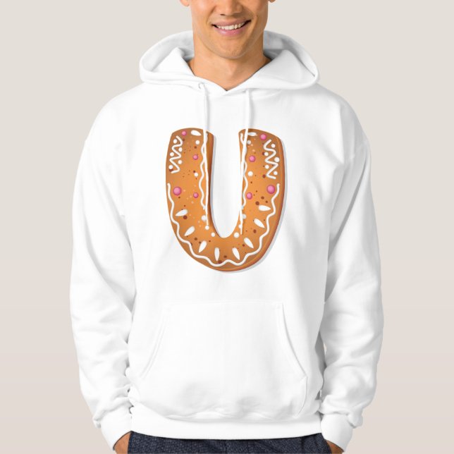 Gingerbread Letter U Monogram Holiday Cookie Hoodie (Vorderseite)