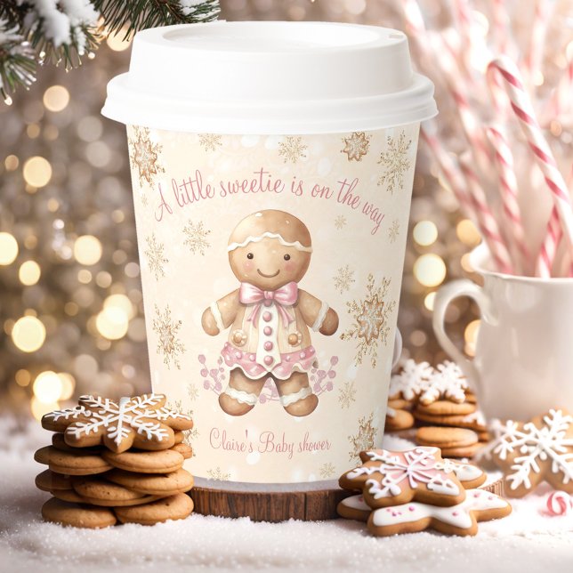 Gingerbread Little Sweetie Christmas Baby Shower Pappbecher (Gingerbread Little Sweetie Christmas Baby Shower Paper Cups)