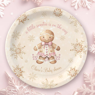 Gingerbread Little Sweetie Christmas Baby Shower Pappteller