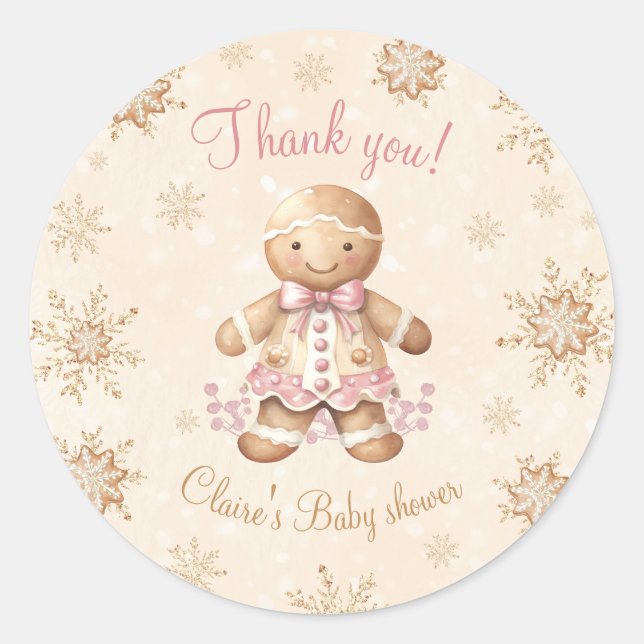 Gingerbread Little Sweetie Christmas Baby Shower Runder Aufkleber (Vorderseite)