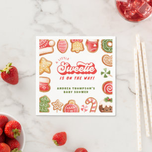 Gingerbread Little Sweetie Christmas Baby Shower Serviette
