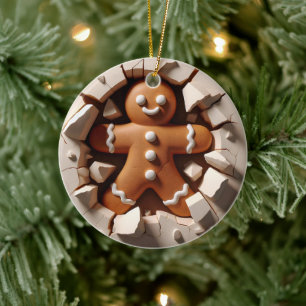 Gingerbread Man 3D-Effekt KEIN echtes 3D Keramik Ornament