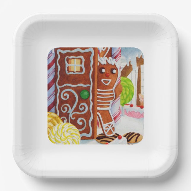 GINGERBREAD MAN 9" Square Paper Teller (Vorderseite)