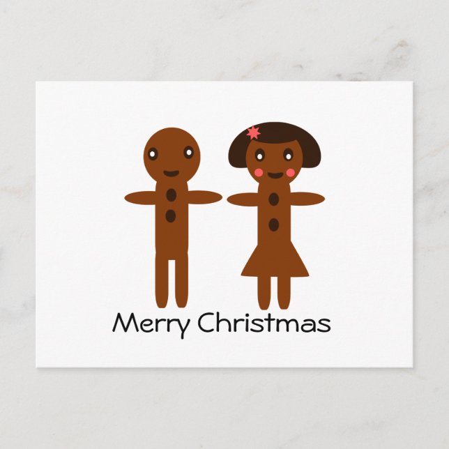 Gingerbread Man and Girl Frohe Weihnachten (Vorderseite)